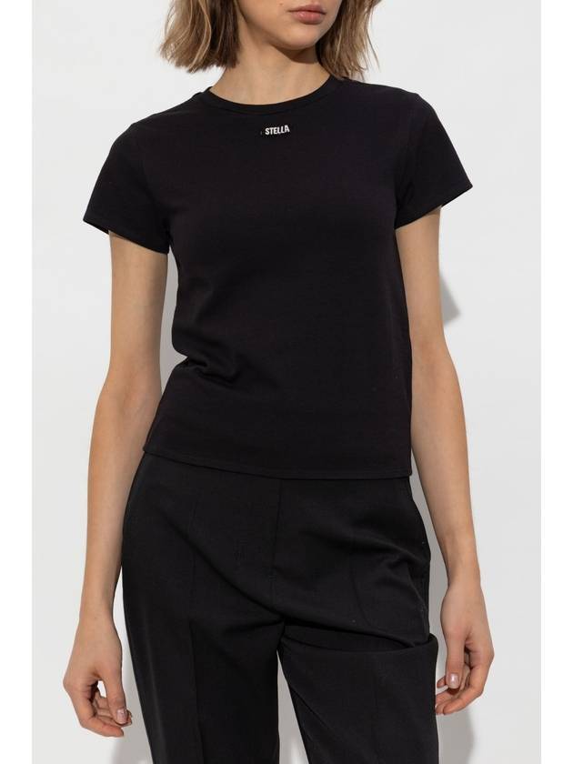 Stella McCartney T-shirt With Logo-shaped Applique, Women's, Black - STELLA MCCARTNEY - BALAAN 3