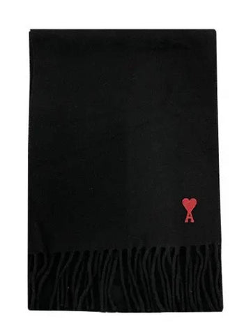 logo embroidered fringe wool muffler 41211728 270362 1100550 - AMI - BALAAN 1