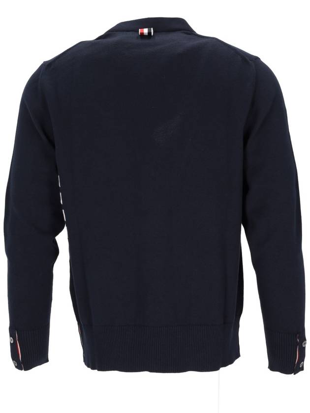 4 bar V neck cardigan navy - THOM BROWNE - BALAAN 4