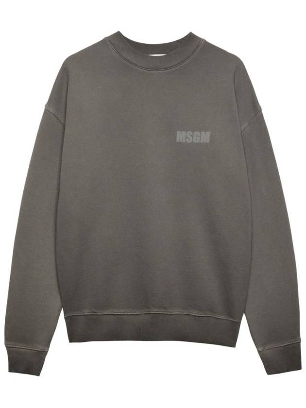 Logo Print Cotton Sweatshirt Grey - MSGM - BALAAN 1