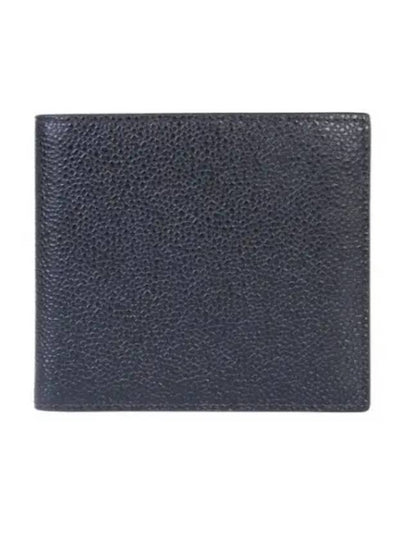 Pebble Grain Leather Half Wallet Black - THOM BROWNE - BALAAN 2