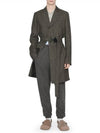 Homme Houndstooth Belted Single Coat Dark Brown - DIOR - BALAAN.