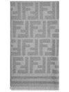 FF Jacquard Fleece Wool Scarf Grey - FENDI - BALAAN 4