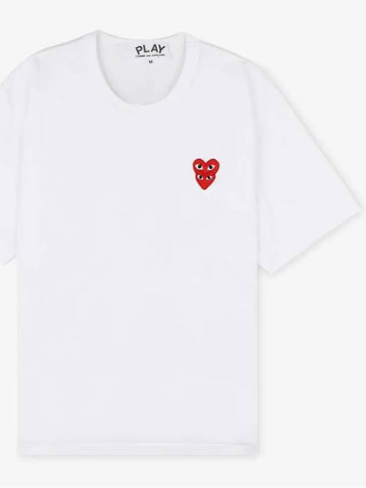 Comme des Garçons Men's Double Heart Wappen White Short Sleeve T-Shirt AZ T288 051 2 - COMME DES GARCONS PLAY - BALAAN 2