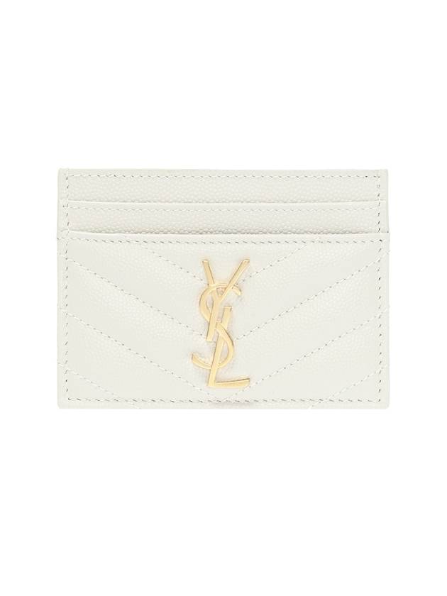 Gold Hardware Matelasse Caviar Leather Card Wallet Blanc Vintage - SAINT LAURENT - BALAAN 1