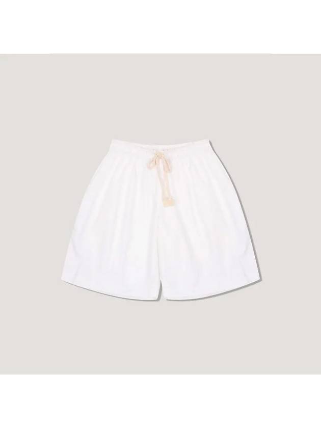 Drawstring Waist Wide Cotton Shorts White - JIL SANDER - BALAAN 2