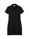 Women's Slim Fit Stretch Cotton Pique Polo Short Dress Black - LACOSTE - BALAAN 2