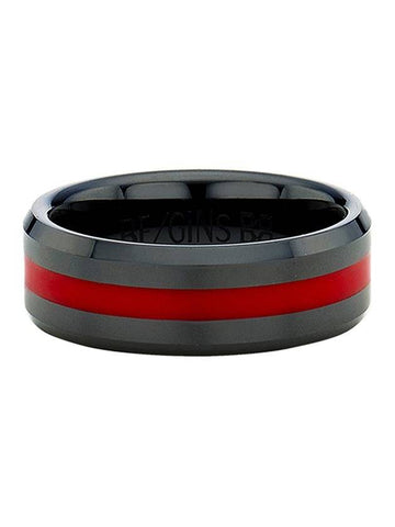 Unisex Black Red Ceramic Ring - BE/GINS - BALAAN 1