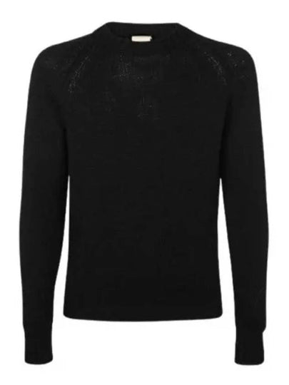 Men’s Merino Wool Knit Top Black - TEN C - BALAAN 2