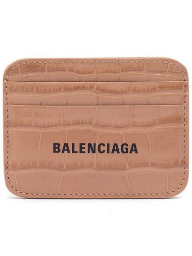 Shiny Crocodile Embossed Cash Card Wallet Beige - BALENCIAGA - BALAAN 1