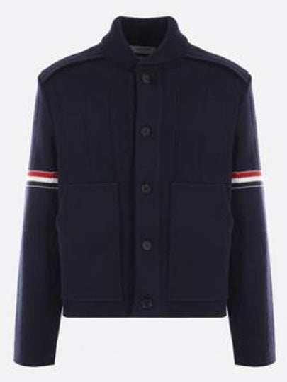 Single Breasted Button Cotton Jacket Navy - THOM BROWNE - BALAAN 2