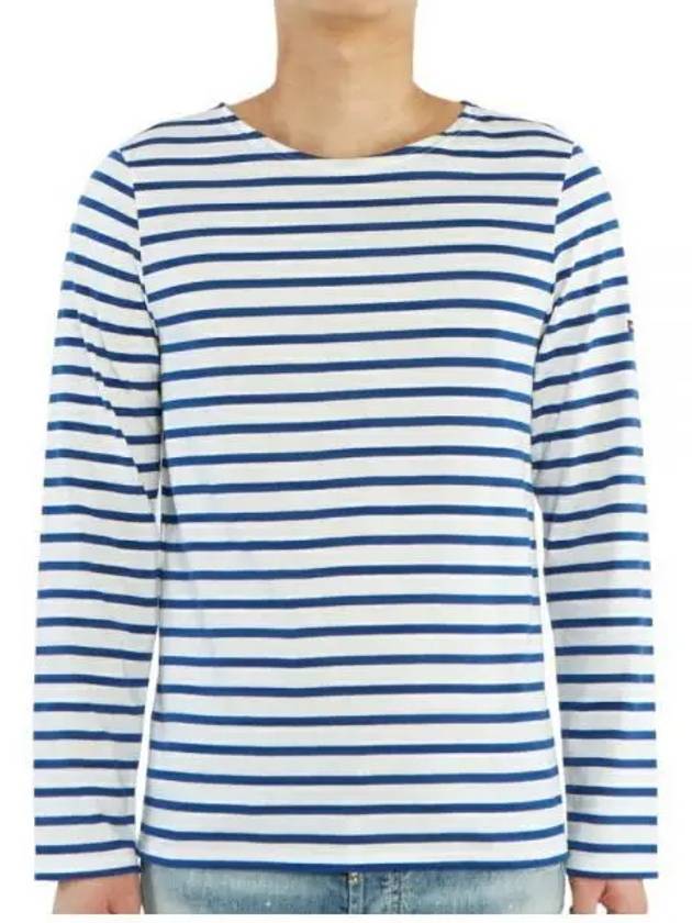 Minquiers Modern Stripe Long Sleeve T-Shirt White Blue - SAINT JAMES - BALAAN 2