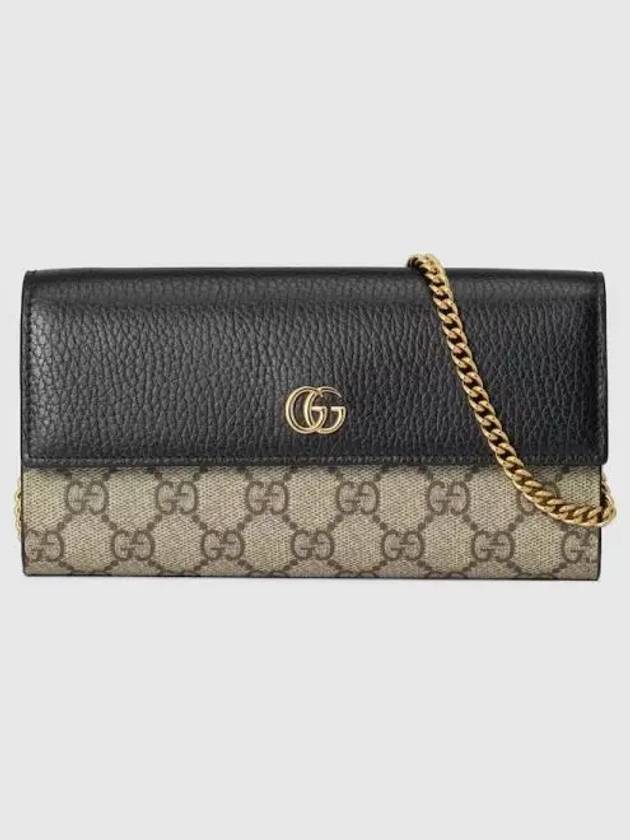 GG Marmont Chain Cross Bag Black Leather GG Supreme - GUCCI - BALAAN 2