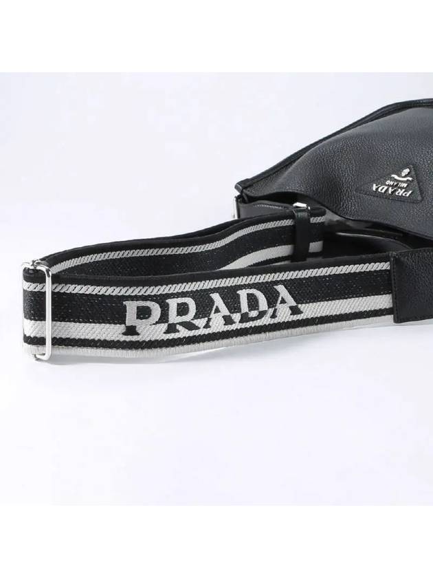 Leather Hobo Crossbody Bag Black - PRADA - BALAAN 3