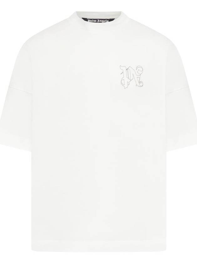 Palm Angels Embroidered Monogram Short Sleeve T Shirt Off White - PALM ANGELS - BALAAN 2