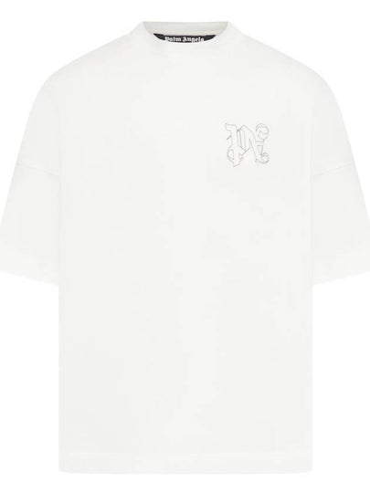 Palm Angels Embroidered Monogram Short Sleeve T Shirt Off White - PALM ANGELS - BALAAN 2