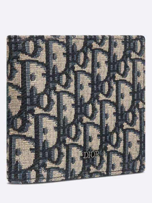 Compact Wallet Beige & Black  Oblique Jacquard - DIOR - BALAAN 3