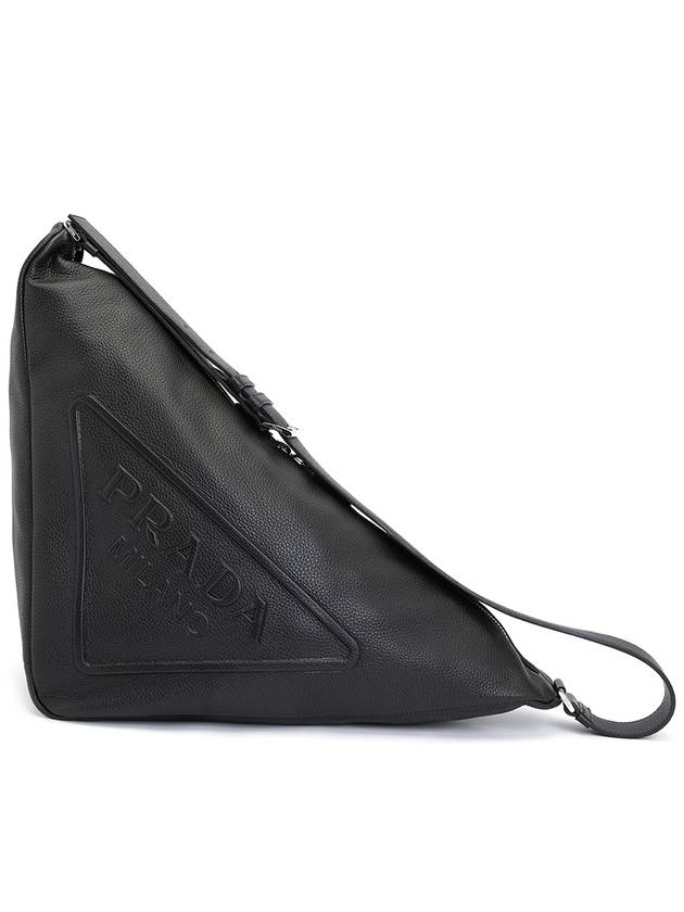 Triangle Large Leather Cross Bag Black - PRADA - BALAAN 2