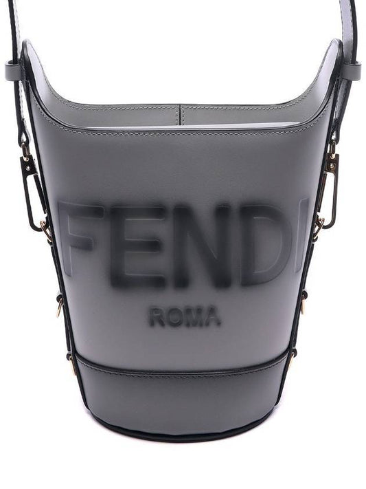 Logo Embossed Bucket Shoulder Bag Grey - FENDI - BALAAN 1