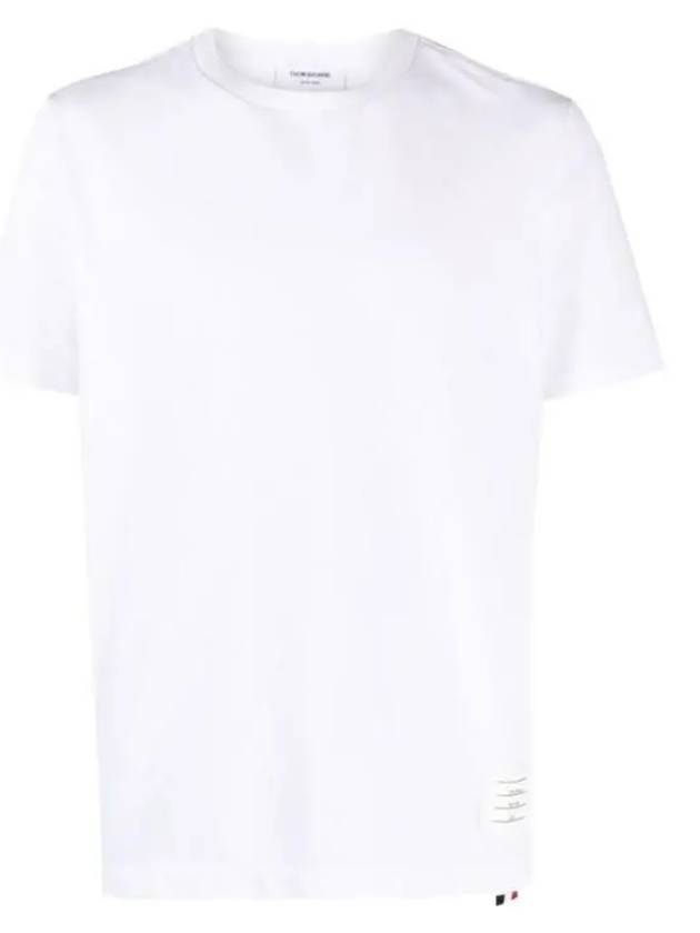 Men's Center Back Striped Short Sleeve T-Shirt White - THOM BROWNE - BALAAN 2