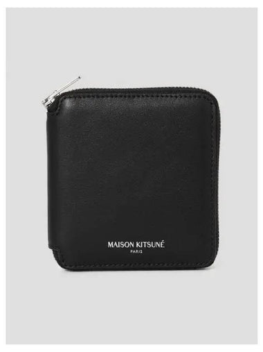 Unisex square zip up card wallet half black domestic product - MAISON KITSUNE - BALAAN 1