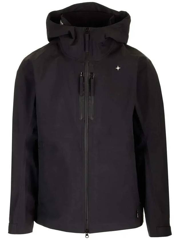 3L Gore-Tex Zip-Up Hoodie Blue Marine - STONE ISLAND - BALAAN 1