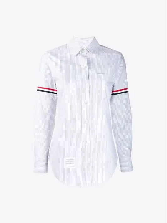 Women's Armband University Striped Oxford Shirt Medium Grey - THOM BROWNE - BALAAN 2