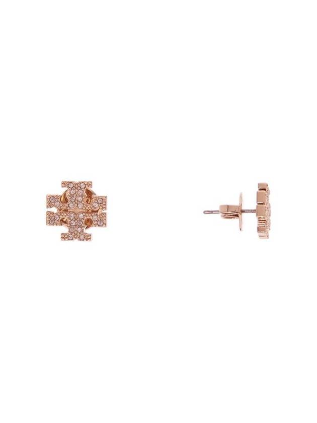 Crystal Logo Stud Earrings Rose Gold - TORY BURCH - BALAAN 4