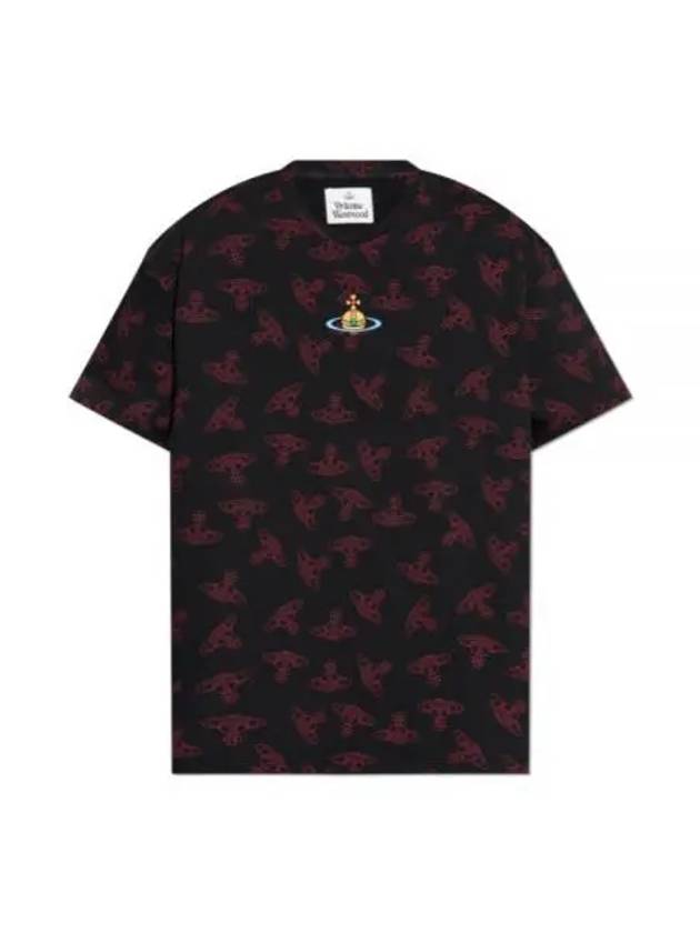 Embroidered Logo Monogram Short Sleeve T-Shirt Black - VIVIENNE WESTWOOD - BALAAN 2