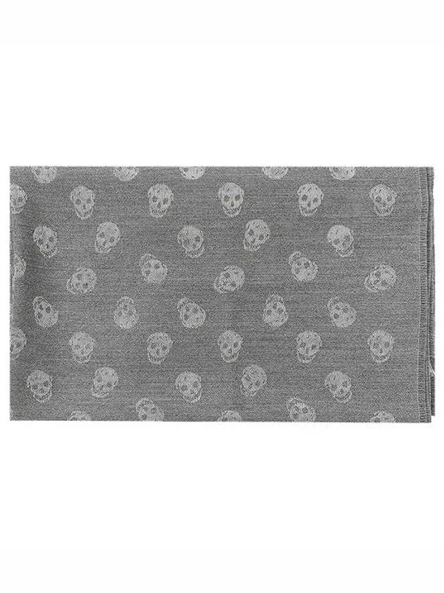 Skull Print Wool Silk Muffler Grey - ALEXANDER MCQUEEN - BALAAN 2