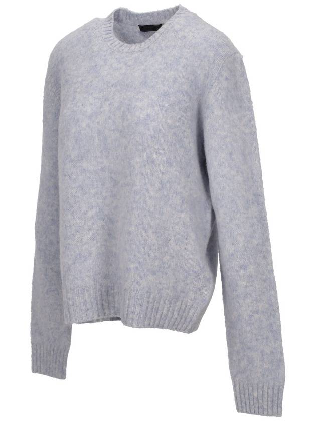 Shetland Wool Crewneck Sweater Light Blue - PRADA - BALAAN 3