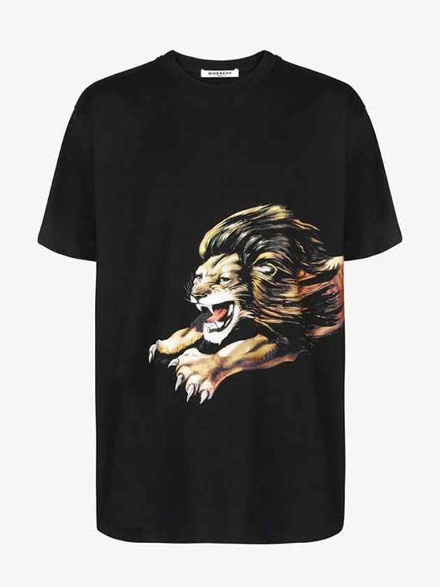 Leo Print Short Sleeve T-Shirt Black - GIVENCHY - BALAAN.