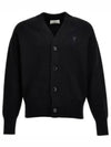 De Coeur Wool Cardigan Black - AMI - BALAAN 2