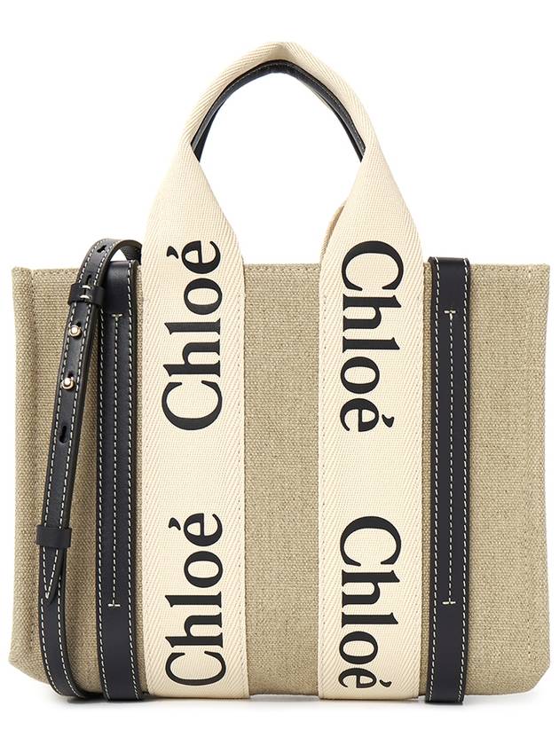 Woody Small Canvas Tote Bag Navy Beige - CHLOE - BALAAN 2