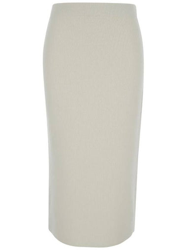 White Pencil Skirt In Ribbed Wool Blend Woman - FABIANA FILIPPI - BALAAN 1