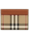 Check Print Leather Card Holder Beige - BURBERRY - BALAAN 2