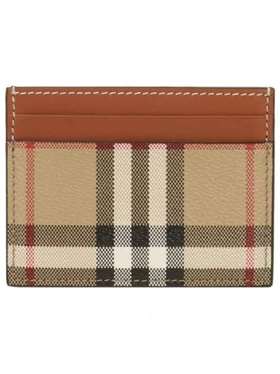 Check Print Leather Card Holder Beige - BURBERRY - BALAAN 2