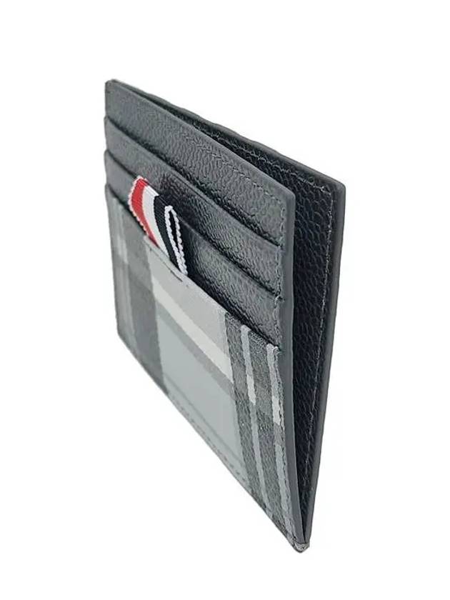 4-Bar Madras Pebble Grain Leather Card Wallet - THOM BROWNE - BALAAN 4