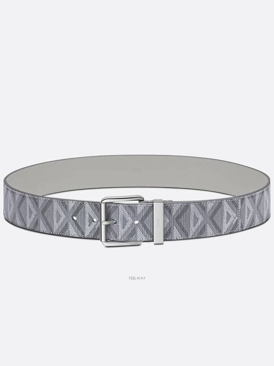 CD Diamond Canvas Calfskin Leather Belt Grey - DIOR - BALAAN 2