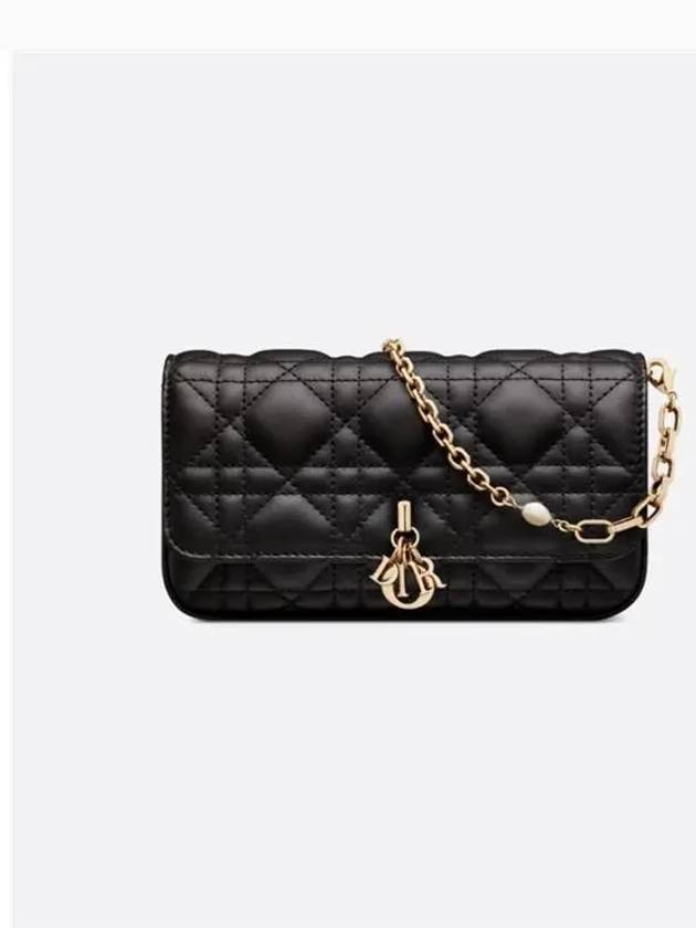 Phone Chain Cannage Lambskin Pouch Bag Black - DIOR - BALAAN 2