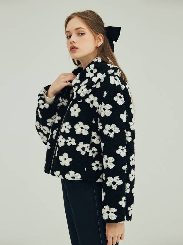 Flower Pattern Fur Jacket Black - OPENING SUNSHINE - BALAAN 3