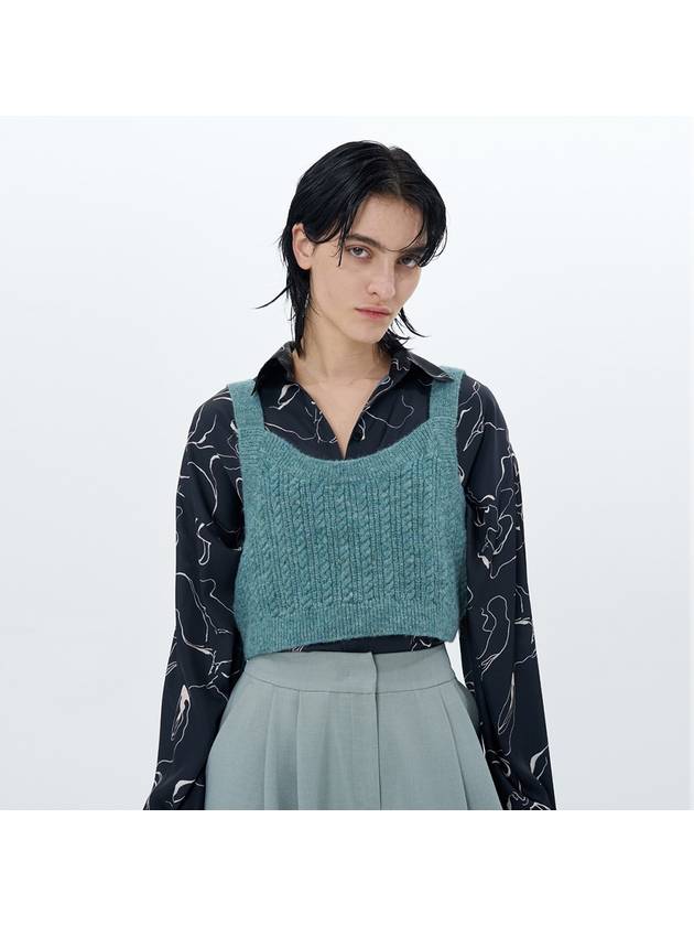 CABLE KNIT BUSTIER BLUE - ETCH - BALAAN 6