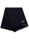 Logo Wool Fringe Scarf Black - ACNE STUDIOS - BALAAN 2