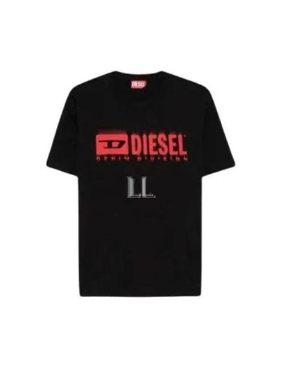 T-Adjust-Q7 Blurry Logo Short Sleeve T-Shirt Black - DIESEL - BALAAN 2