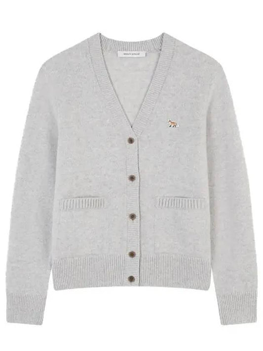 Baby Fox Patch Boxy Cardigan Light Grey Melange - MAISON KITSUNE - BALAAN 2