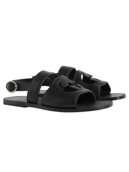 Men's Interlocking G Leather Sandal Black - GUCCI - BALAAN 2