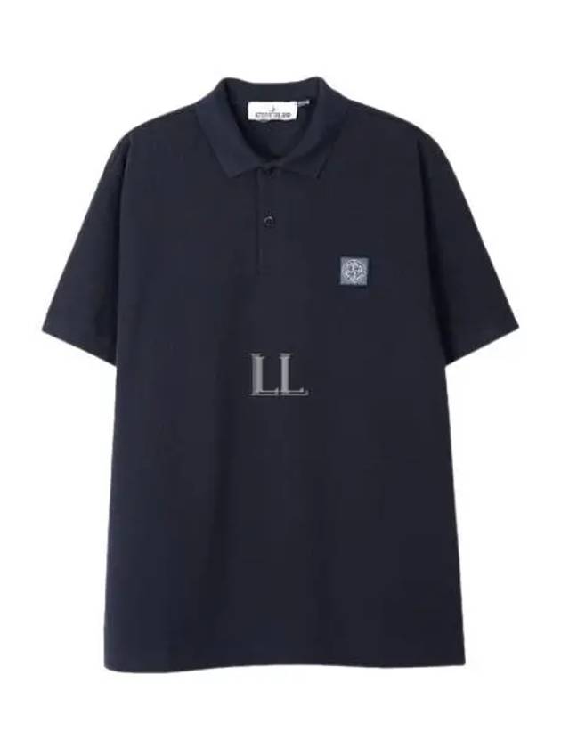 Compass Patch Short Sleeve Polo Shirt Navy - STONE ISLAND - BALAAN 2