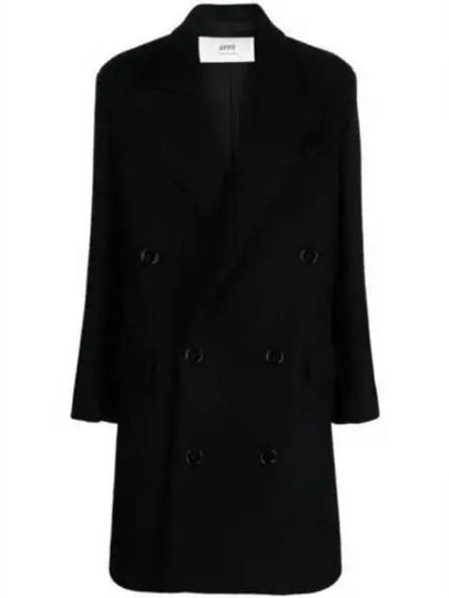 Crossover Wool Double Coat Black - AMI - BALAAN 2