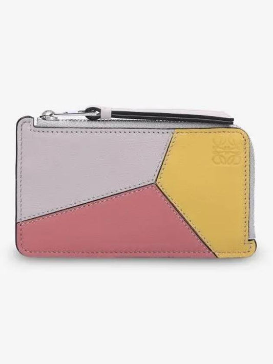 Women s Puzzle Zipper Card Case Yellow Gray Pink C510R50X047007 - LOEWE - BALAAN 1