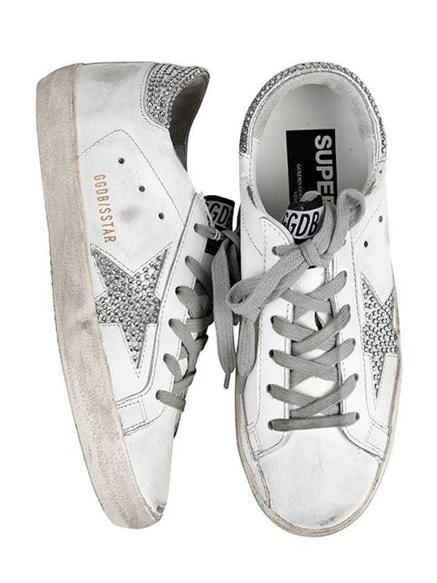 Women's Crystal Star Heel Tab Low Top Sneakers White - GOLDEN GOOSE - BALAAN 3